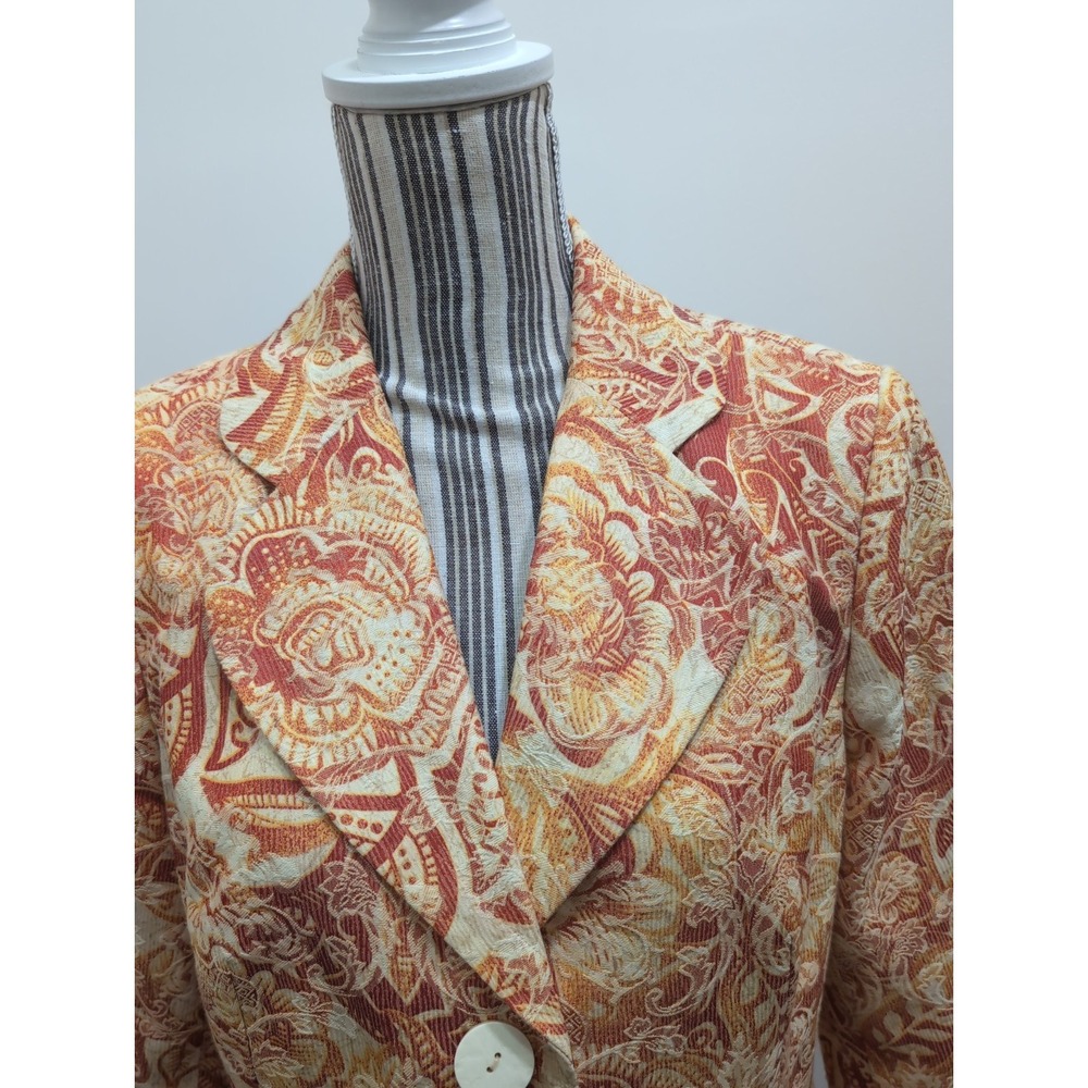 Coldwater Creek Jacket Blazer Petite M Orange Yellow Colorful Spring Old Money - Picture 2 of 13